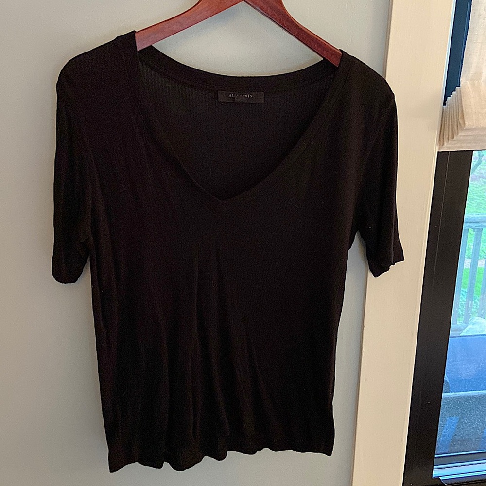 All Saints Ribbed black tee - Size Medium